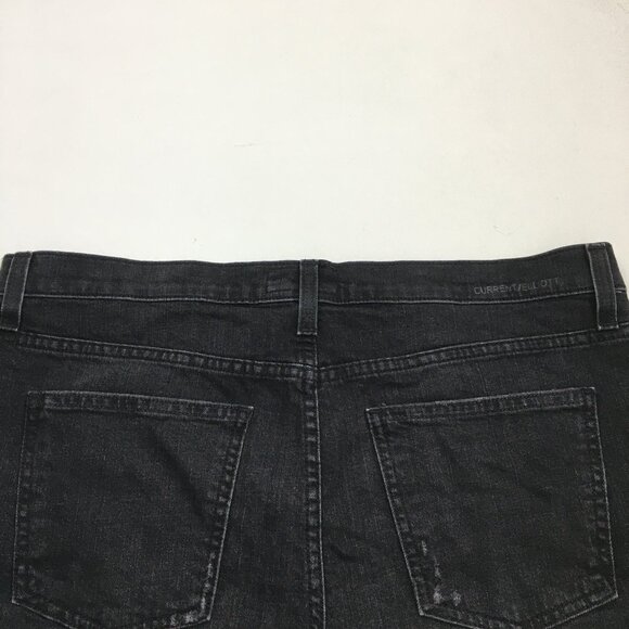 CURRENT ELLIOTT Logo Hardware Townhouse Black THE GAM Raw Edge Hem Denim Shorts - Picture 10 of 11